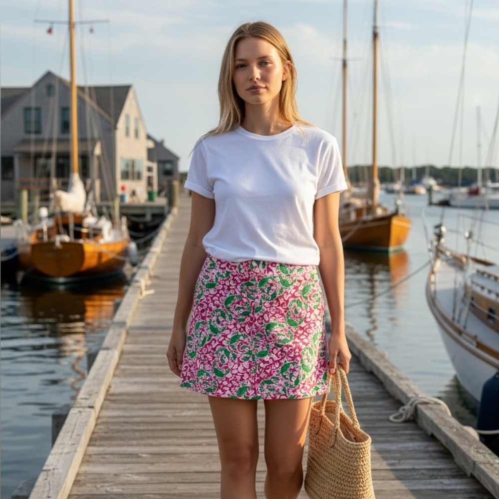 L.L. Bean Lobster and Crap Print Skirt